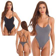 Womens Open Crotch Bodysuit Strappy High Cut Thong Leotard One Piece  Swimsuit | eBay