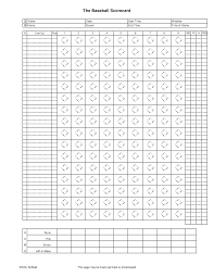 Blank Baseball Score Sheet Templates At