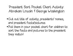 President Sort Pocket Chart Center Abraham Lincoln George Washington