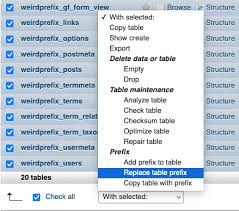 change wordpress database table prefix