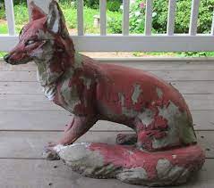 vintage garden cement fox statue