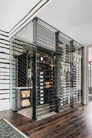 Glass Wine Cellar With Black Horizontal
