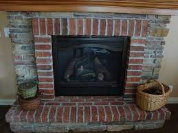 Brick And Stone Combination Fireplace