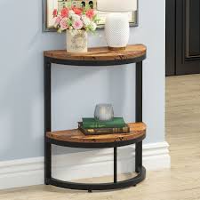 2 tier rustic half round side end table