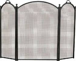 black 3 fold arched fireplace screen