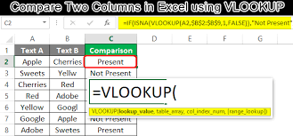 compare two columns in excel using
