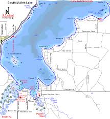 Mullett Lake Map Cheboygan County Michigan Fishing Michigan