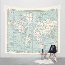 world map wall tapestry vintage map