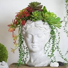 Large Grecian Bust Face Planter Pot For