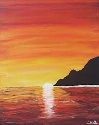 Island In The Sunset Acrylic Painting