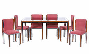 Many commercially available dining sets are made with cushions for the seat and the back of the chair. Mid Century Italian Chrome And Wood Dining Table Chairs Set Set Of 7 For Sale At Pamono