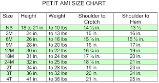 Petit Ami Size Chart 2019