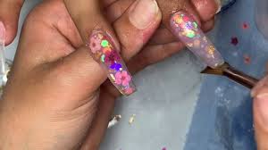 acrylic nails tutorial flowers and