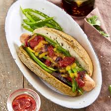 gourmet hot dogs with cannellini sauce