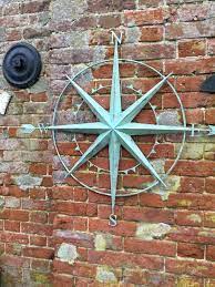 Large Aged Metal Verdigris Compass Wall