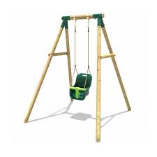Rebo Wooden Garden Swing Set With Baby
