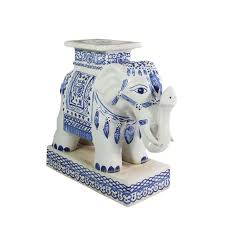 White Porcelain Elephant Side Table