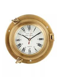 wall clock navy brass 30cm ped