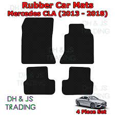 4pc black rubber car mat set clips fits