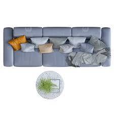 top view sofa in 3d rendering on white