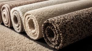 a row of carpet rolls in a
