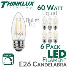 60 Watt Equal Led Filament Candelabra Light Bulb B11 Earthled Com