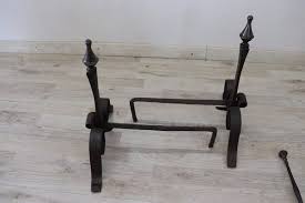 Antique Iron Fireplace Tool Set Early