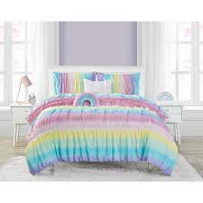 rainbow rouched pink 4 piece microfiber