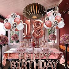 rose gold 18th birthday decorations for