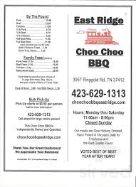 choo choo bbq east ridge menus in