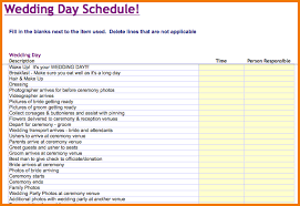 Wedding Day Schedule Template Microsoft Excel Templates In