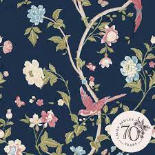 laura ashley 120164 summer palace midnight blue removable wallpaper