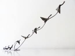 Birds Flying Up Sculpture By