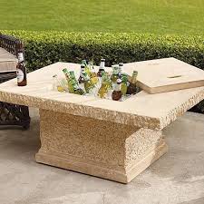 Faux Stone Outdoor Brown Table And