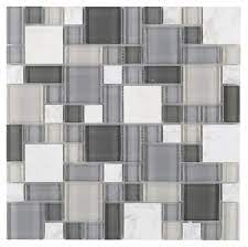 Carrara Mixed With Grey Glass Mosaic Tile