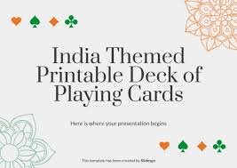 india themed printable deck of playing