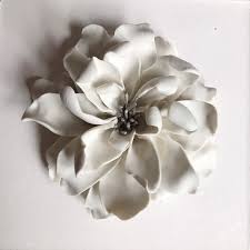 Porcelain Flower Wall Art White Silver