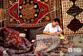 carpet maker aleppo syria stock