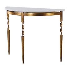 White Marble Demilune Console Table