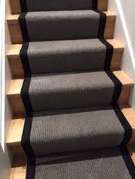 grey carpet stair runner with black
