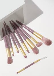 adorable purple makeup brushes set