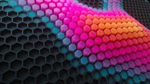 hexagon corloful 3d render 4k wallpaper