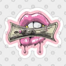 lip drip money lover sticker