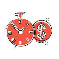 Comic Clock With Dollar Ilration On