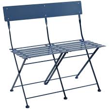 Blue Metal Folding Garden Bench