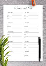 Almost all major social media, website and application included, plus two pages to fill in your own. Password Log Templates Download Password Template Pdf