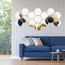 Hexagon Mirror Wall Stickers Large