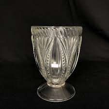 Antique Bead Oval Fan Pressed Glass