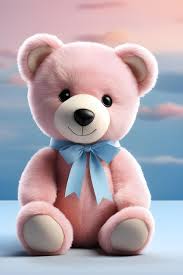 cute teddy bear with blue bow