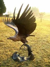 11 ceramic sculptures of bald eagles